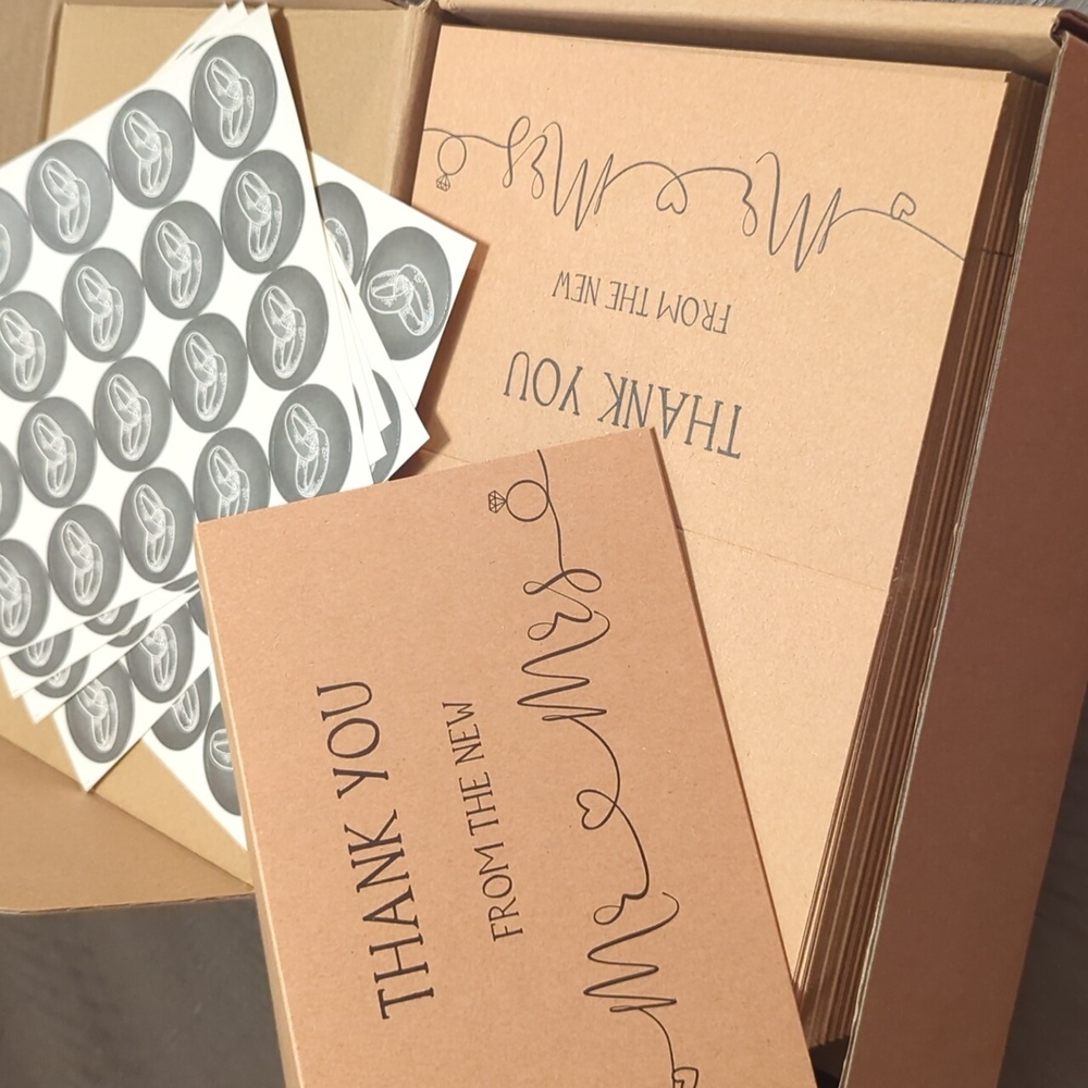 Elegant Brown Thank You Cards for Newlyweds